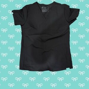 Figs Classic Black V-Neck Scrub Top